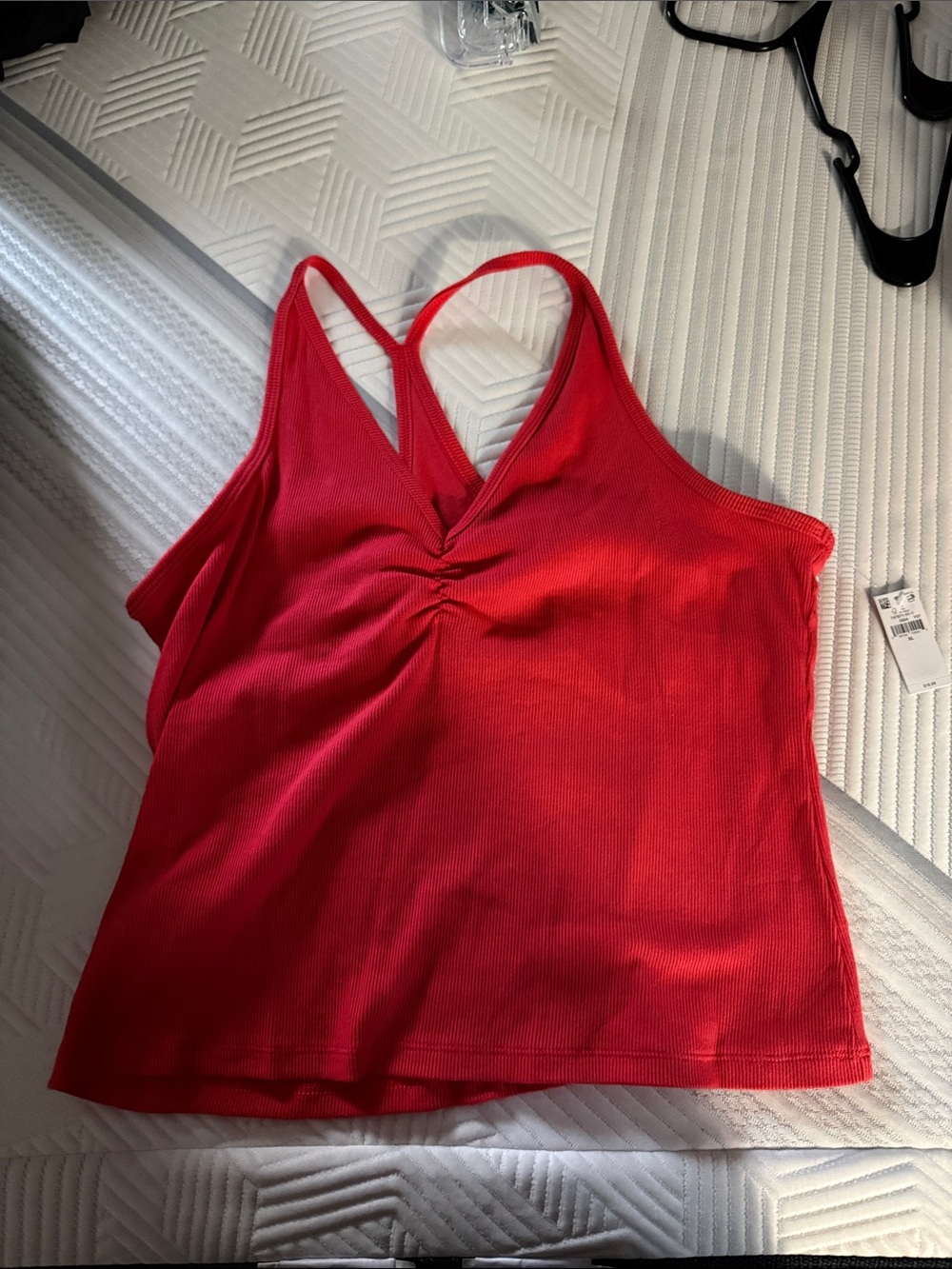 Red Women's Ribbed V-Neck Tank Top
